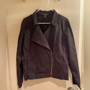 Eileen fisher black cotton moto jacket size L